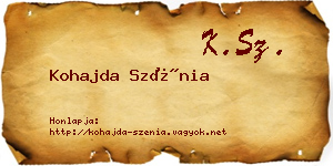 Kohajda Szénia névjegykártya